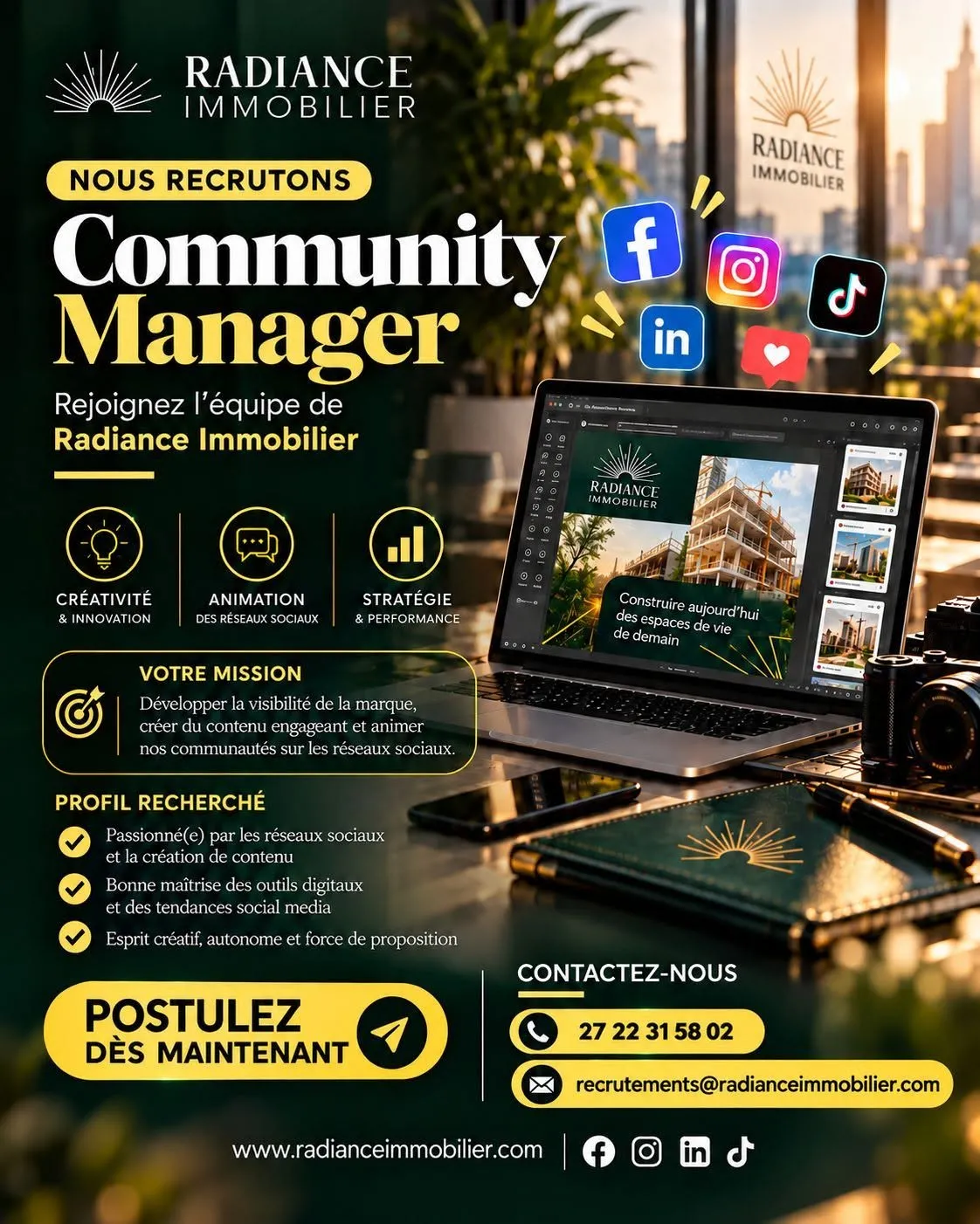 Offre d'emploi RECRUTEMENT COMMUNITY MANAGER (H/F)