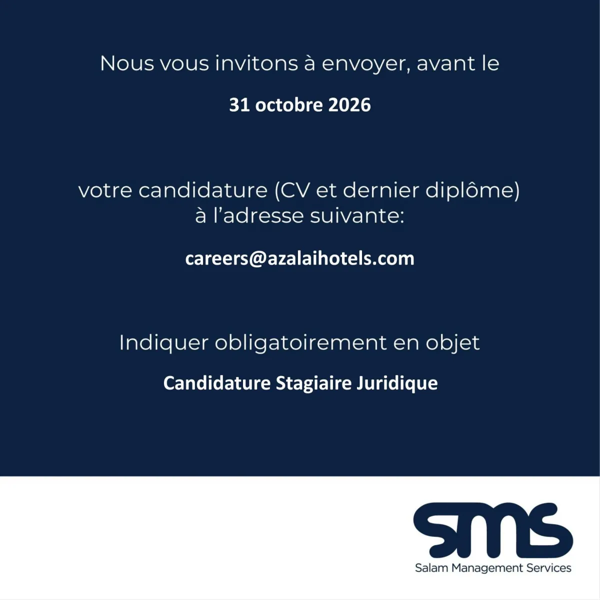 Offre d'emploi RECRUTEMENT STAGIAIRE JURIDIQUE (H/F)