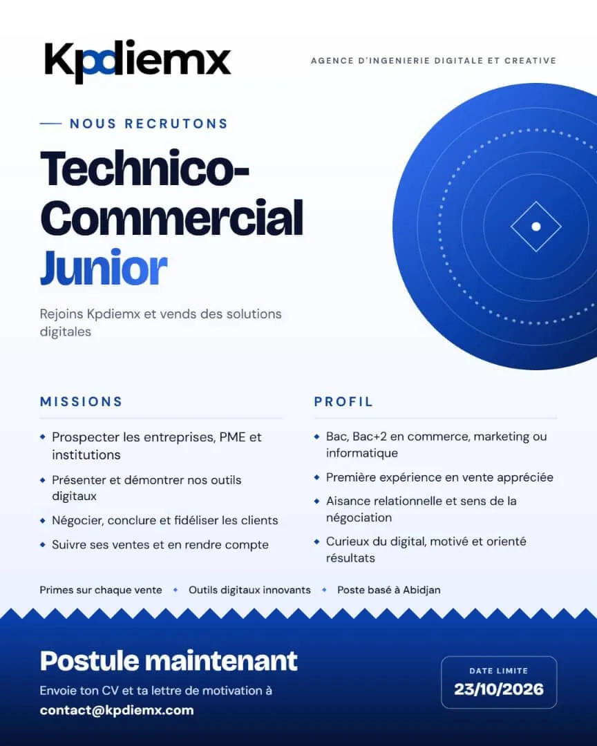 Offre d'emploi RECRUTEMENT TECHNICO- COMMERCIAL (H/F)