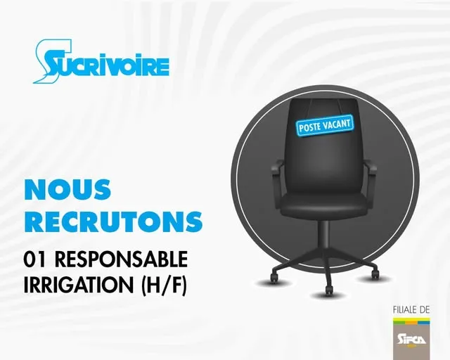 Offre d'emploi RECRUTEMENT RESPONSABLE IRRIGATION (H/F)