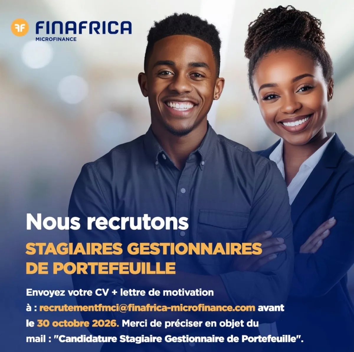 Offre d'emploi RECRUTEMENT STAGIAIRE PORTEFEUILLE CLIENTS