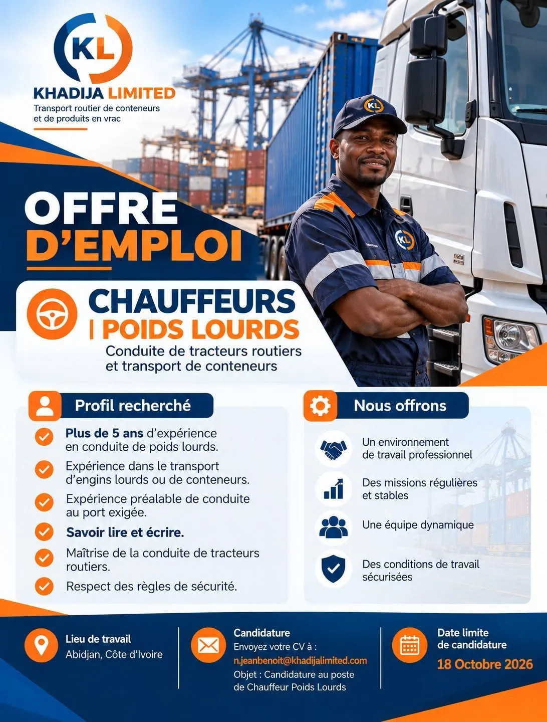 RECRUTEMENT DES CHAUFFEURS POIDS LOURDS