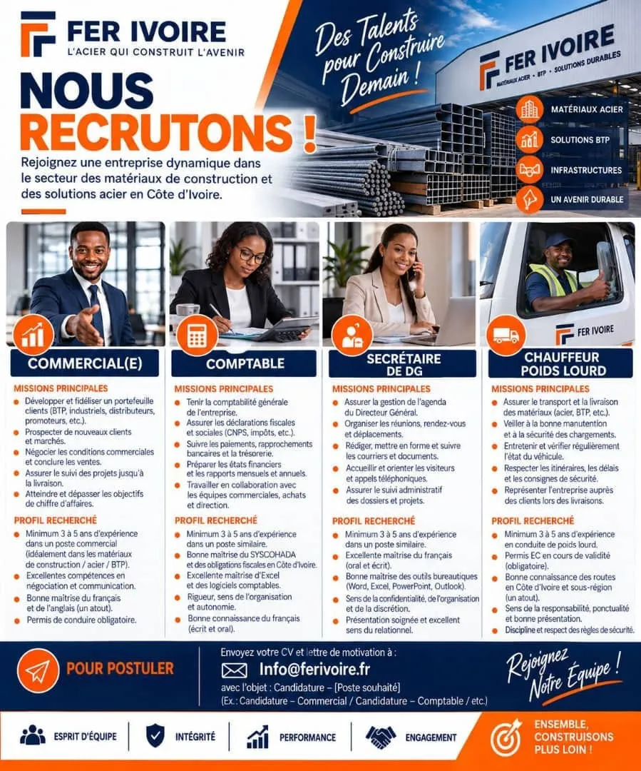 RECRUTEMENT DE PLUSIEURS POSTES