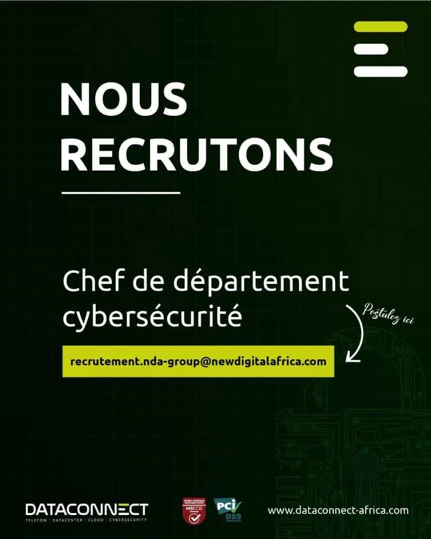 RECRUTEMENT CHEF DE DÉPARTEMENT CYBERSÉCURITÉ