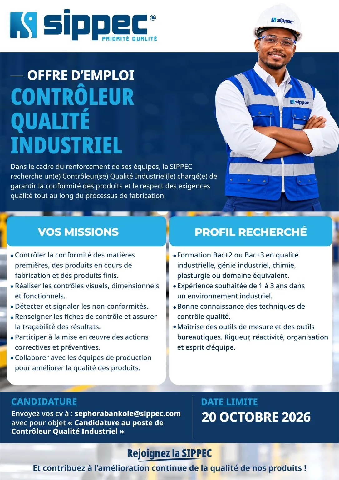 RECRUTEMENT CONTROLEUR QUALITE INDUSTRIEL