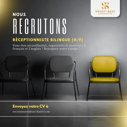 RECRUTEMENT D'UN RECEPTIONNISTE BILINGUE (H/F)