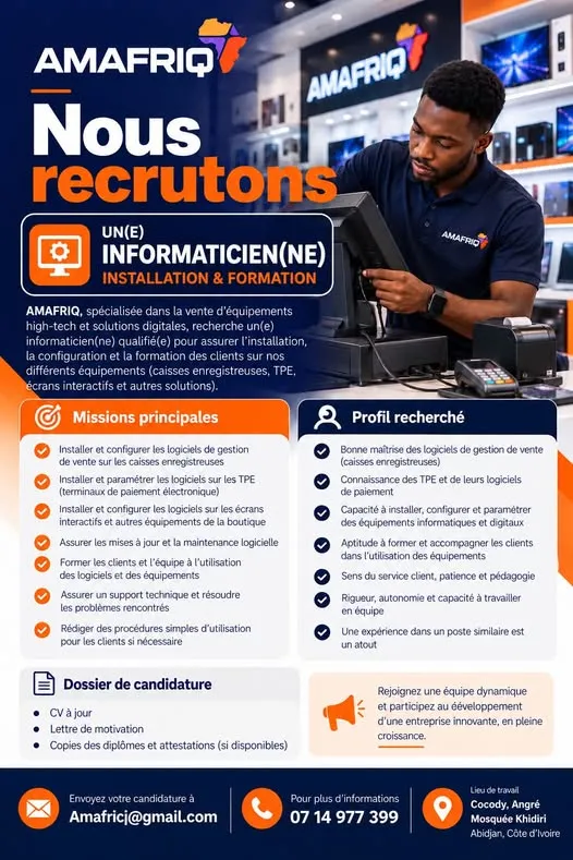 RECRUTEMENT TECHNICIEN INFORMATICIEN (H/F)