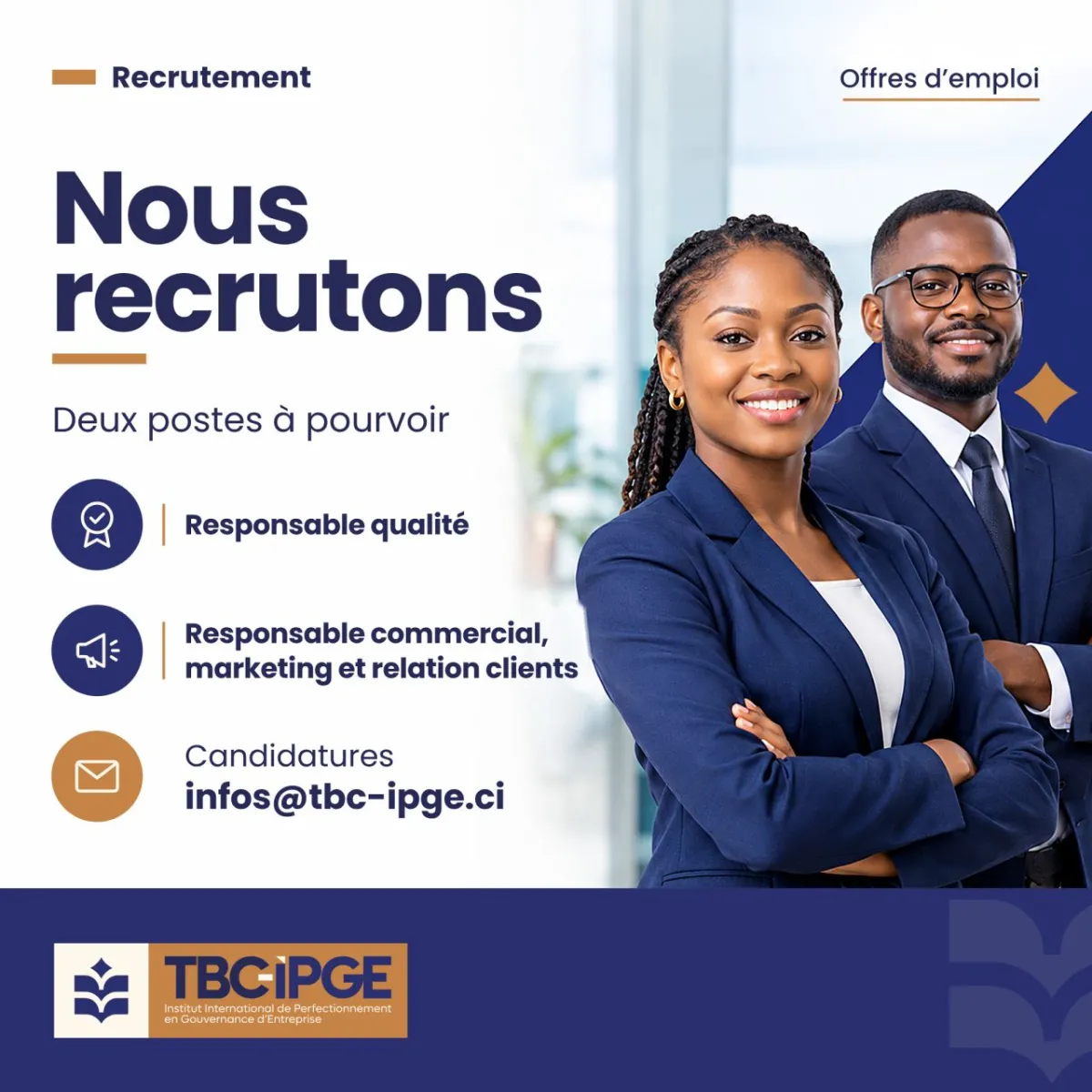RECRUTEMENT RESPONSABLE QUALITE / RESPONSABLE COMMERCIAL