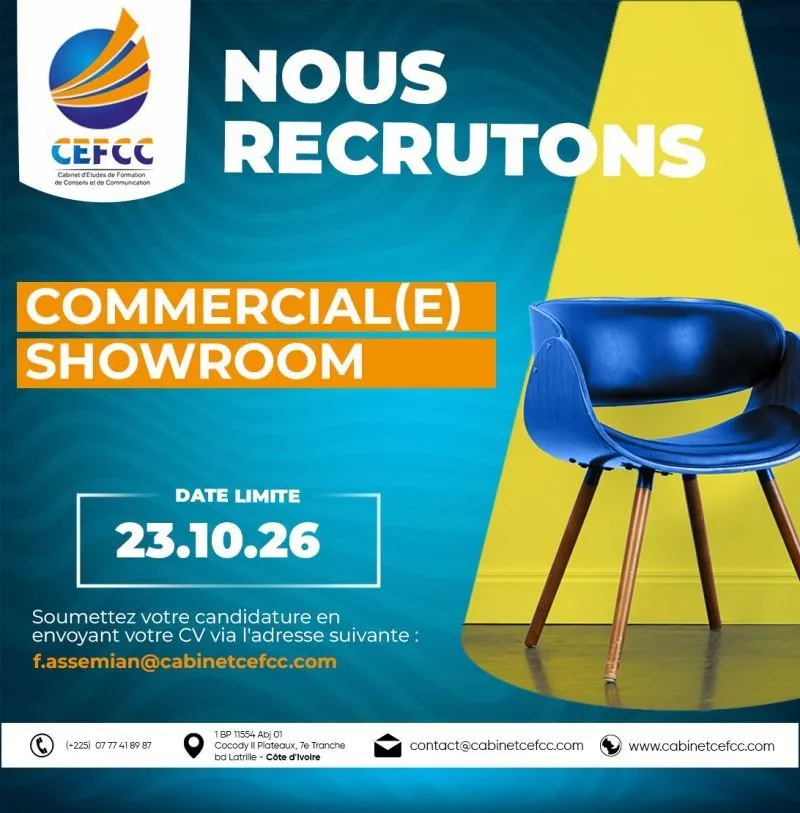 RECRUTEMENT D'UN COMMERCIAL SHOWROOM (H/F)