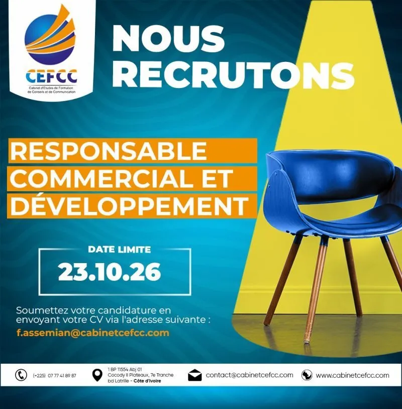 RECRUTEMENT RESPONSABLE COMMERCIAL ET DEVELOPPEMENT