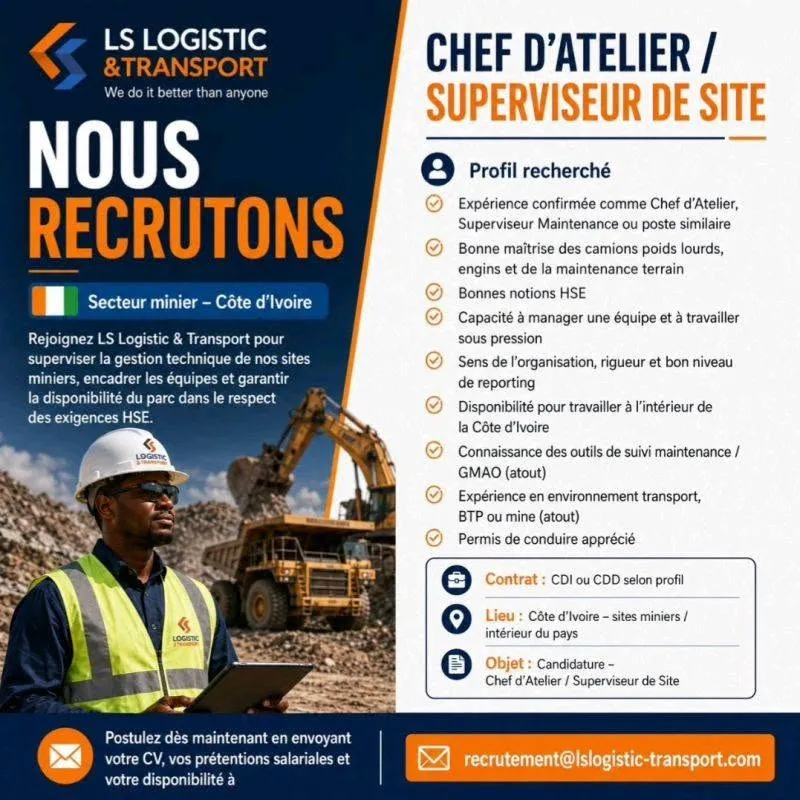 RECRUTEMENT SUPERVISEUR DE SITE