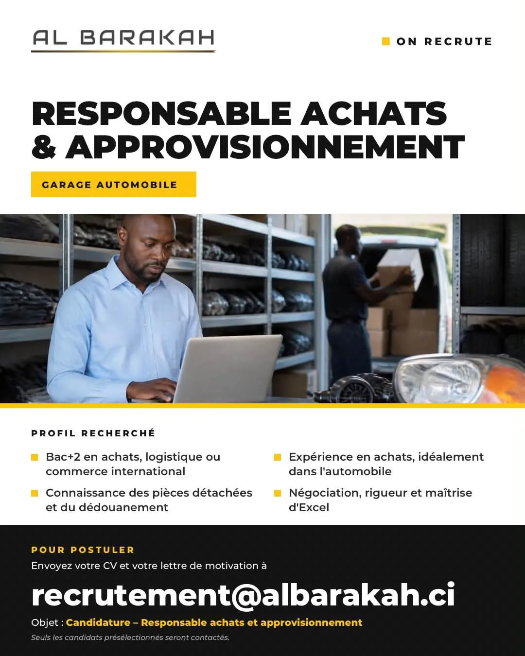 RECRUTEMENT RESPONSABLE ACHATS & APPROVISIONNEMENT