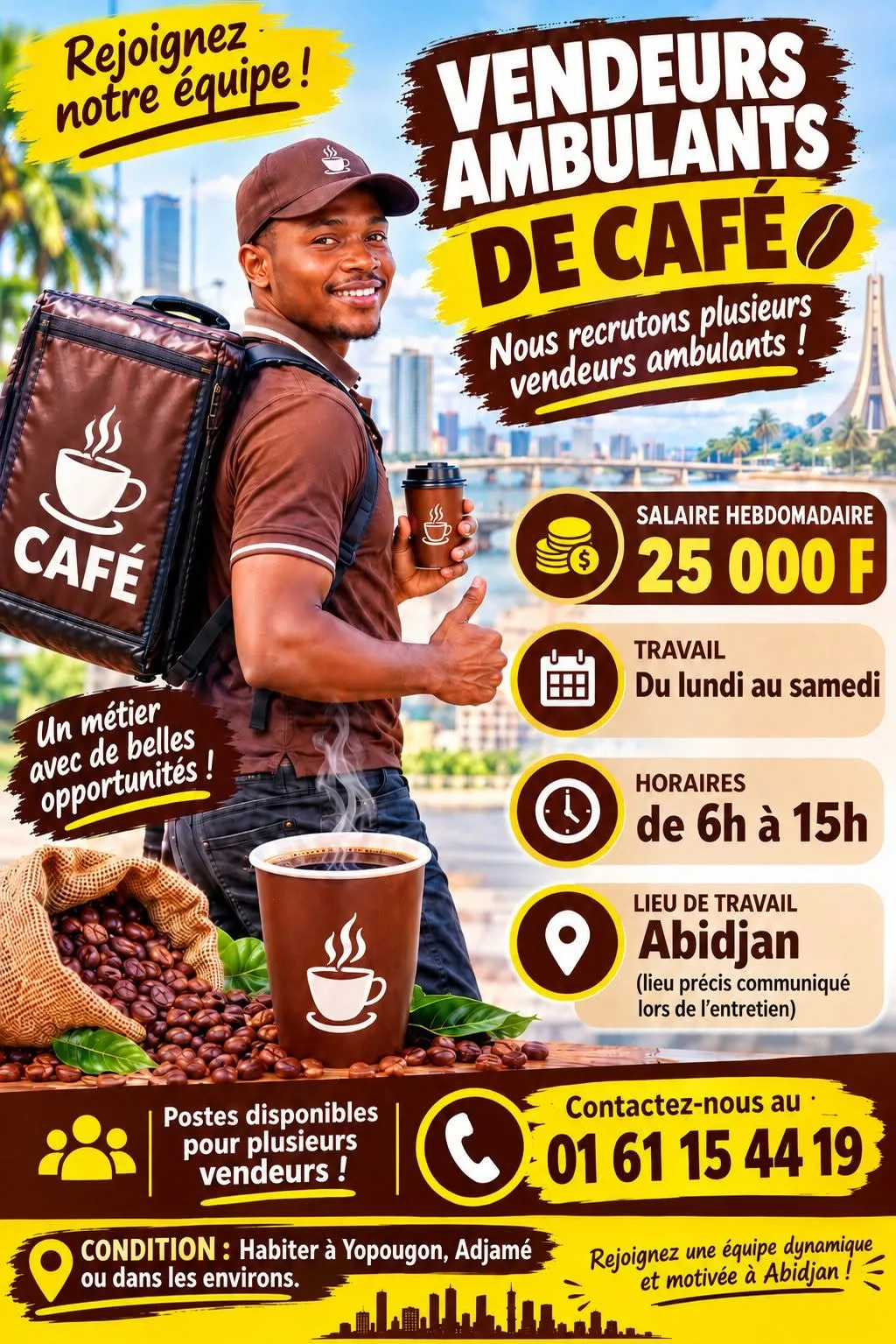 RECRUTEMENT VENDEURS AMBULANTS DE CAFÉ