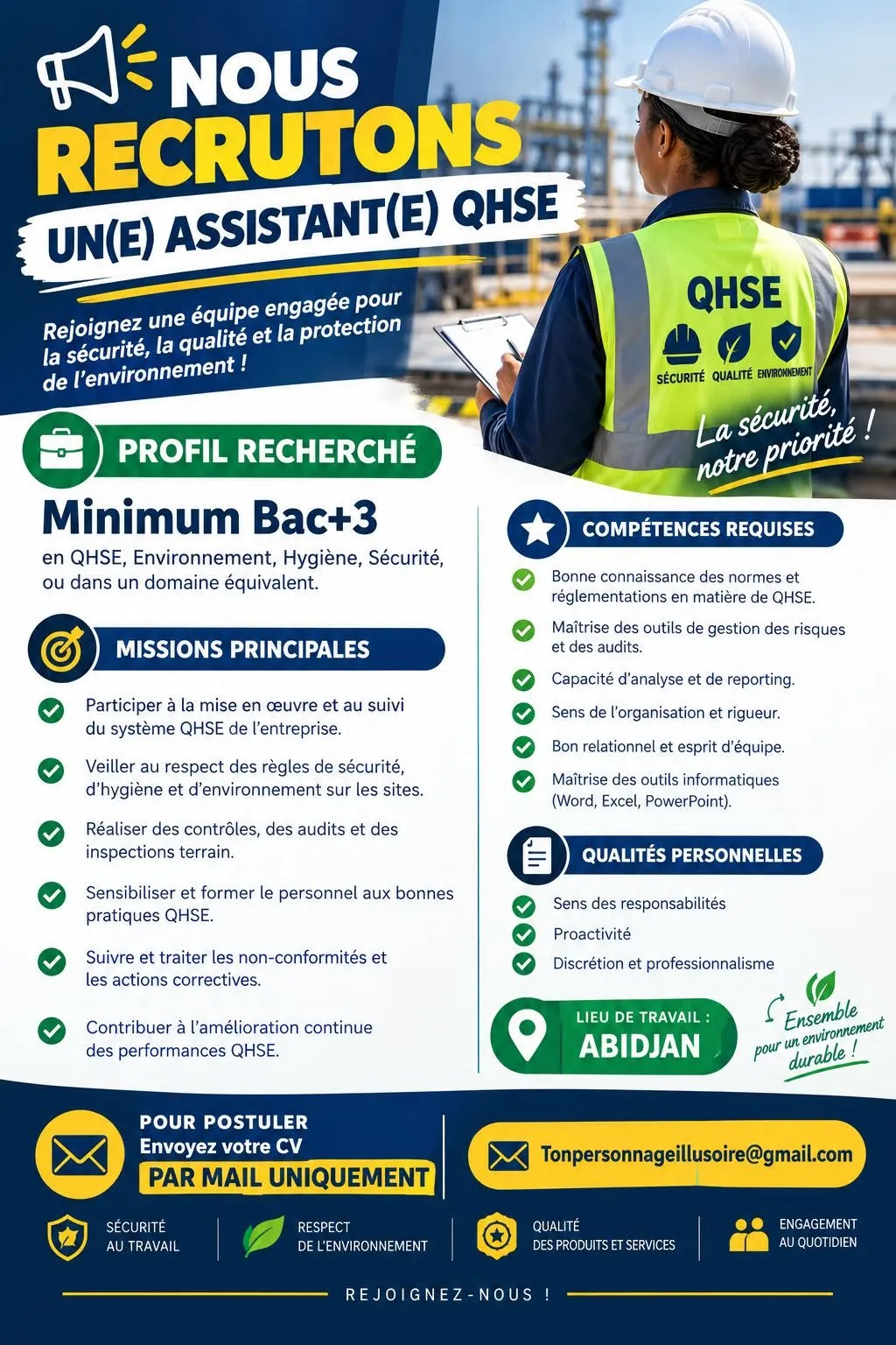 OFFRE D’EMPLOI – ASSISTANT(E) QHSE