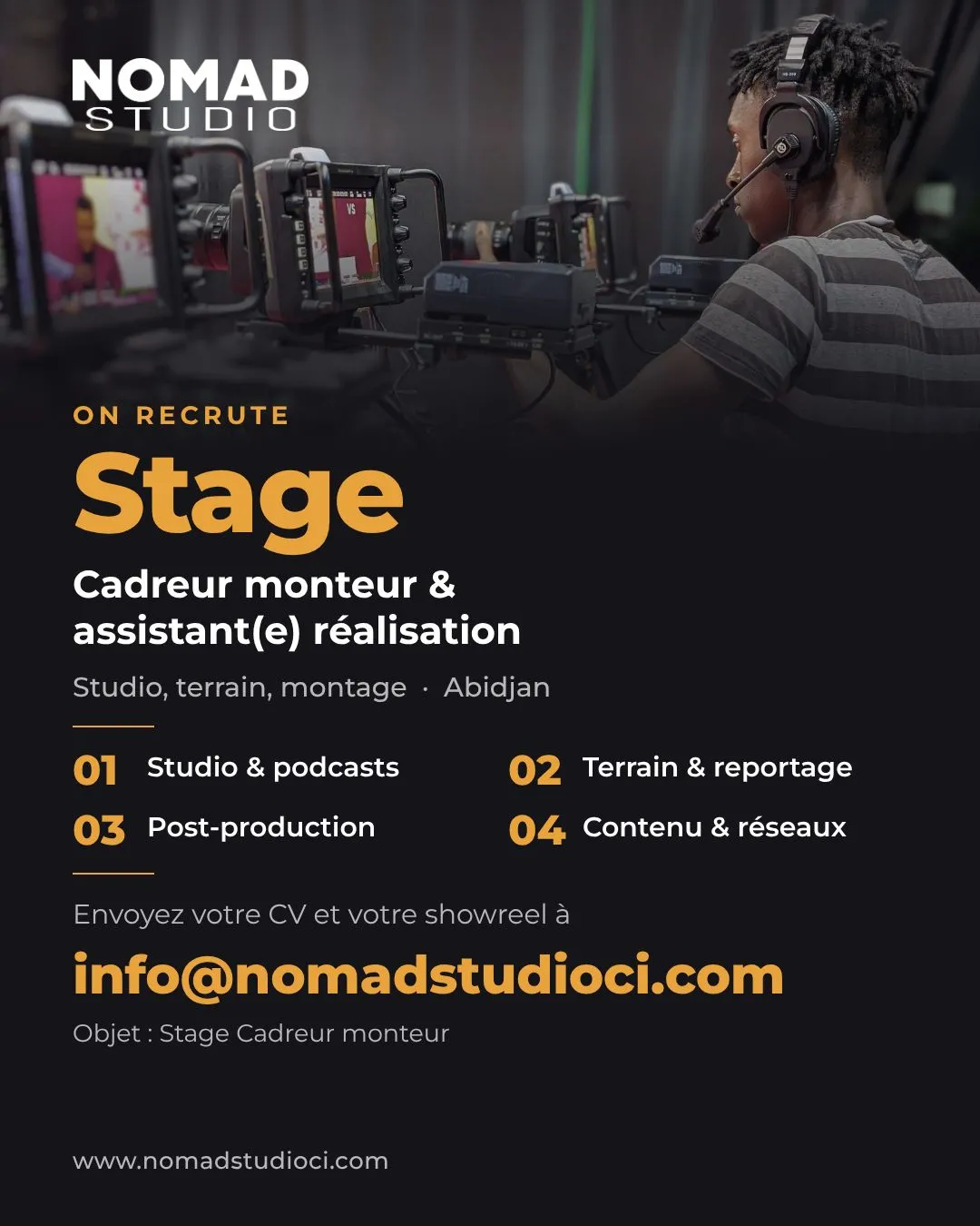 RECRUTEMENT STAGIAIRE CADREUR MONTEUR