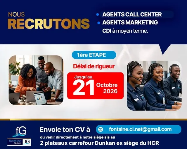 RECRUTEMENT AGENT CALL CENTER / AGENT MARKETING
