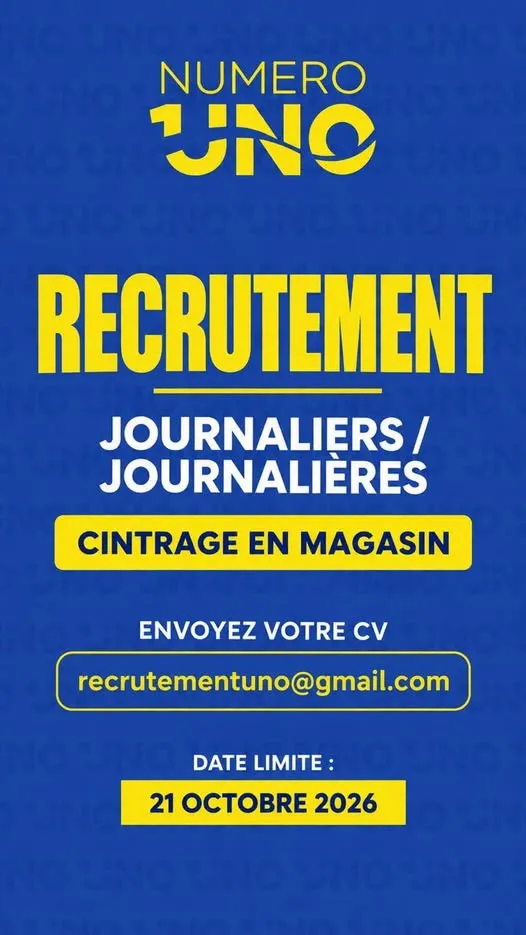 NUMERO UNO RECRUTE DES JOURNALIERS / JOURNALIERE