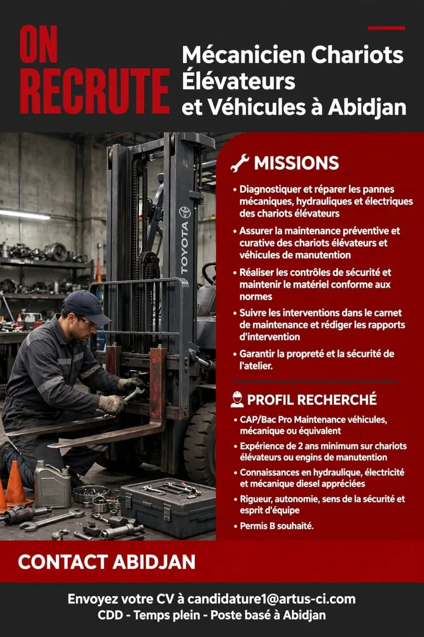 RECRUTEMENT MECANICIEN CHARIOT ELEVATEUR