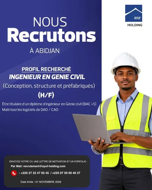RECRUTEMENT INGENIEUR GENIE CIVIL