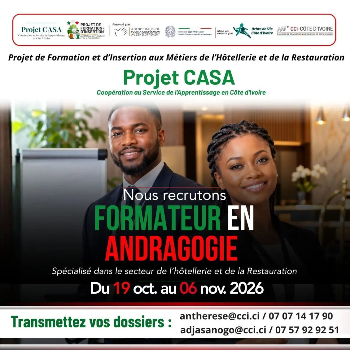 CHAMBRE DE COMMERCE RECRUTE DES FORMATEURS EN ANDRAGOGIE
