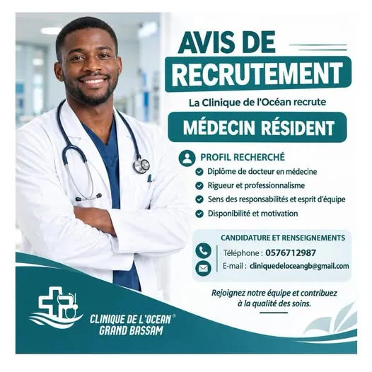 CLINIQUE RECRUTE MÉDECIN RÉSIDENT