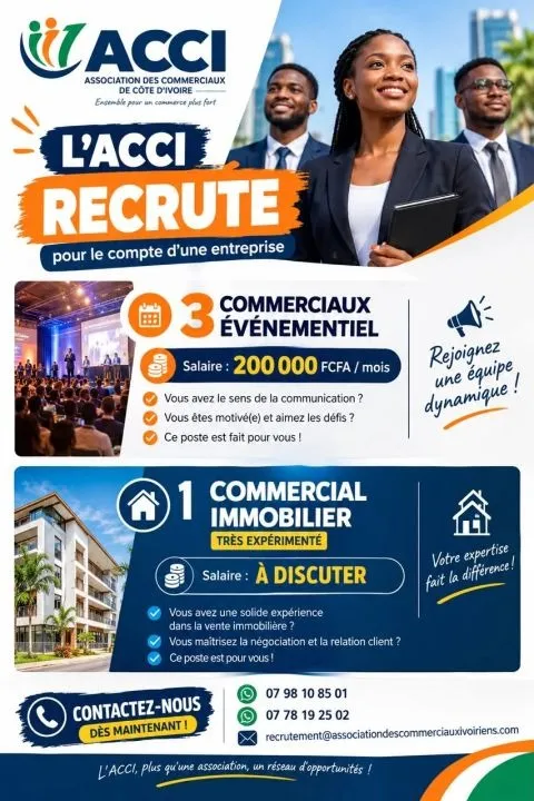 RECRUTEMENT TROIS COMMERCIAUX EVENEMENTIEL