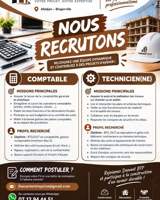 RECRUTEMENT COMPTABLE / TECHNICIEN (H/F)