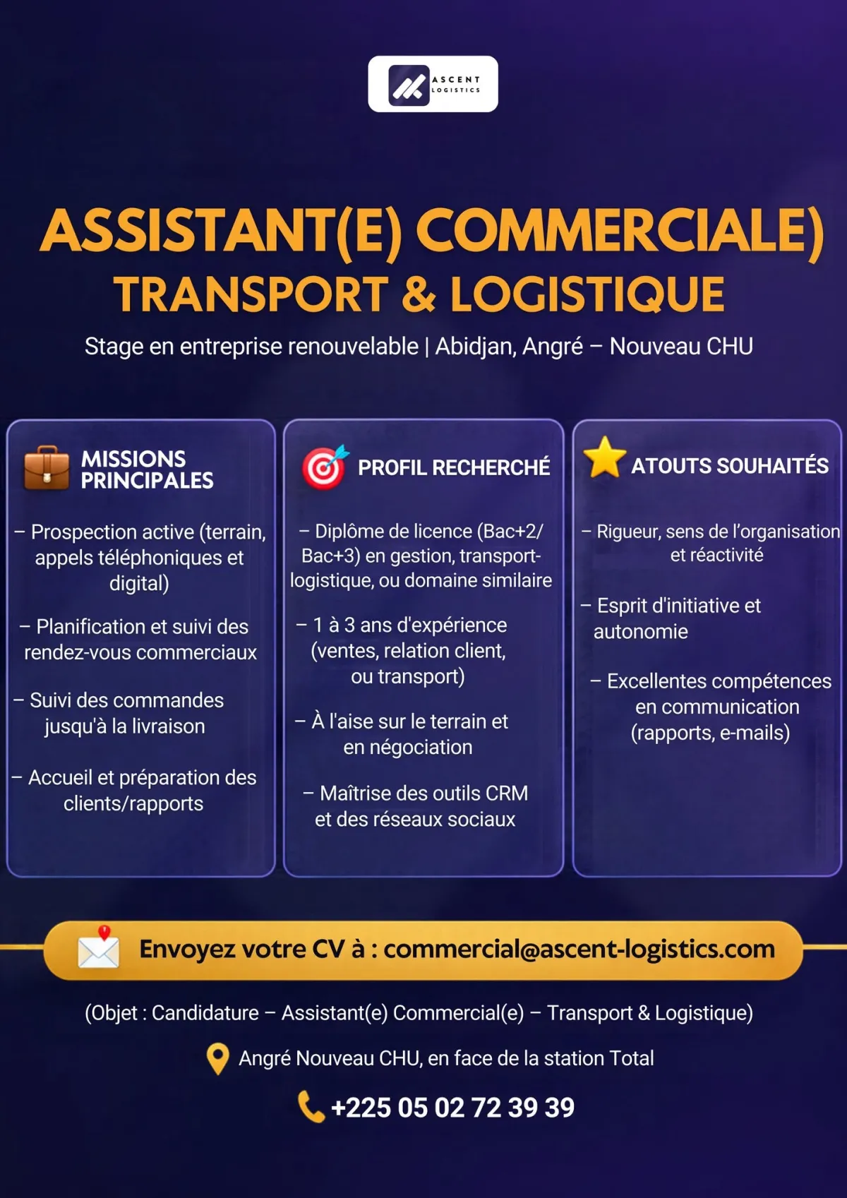 RECRUTEMENT 𝐀𝐒𝐒𝐈𝐒𝐓𝐀𝐍𝐓(𝐄) 𝐂𝐎𝐌𝐌𝐄𝐑𝐂𝐈𝐀𝐋(𝐄) (H/F)