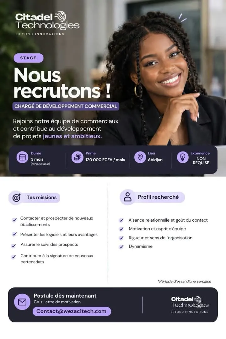 RECRUTEMENT CHARGÉ DE DÉVELOPPEMENT