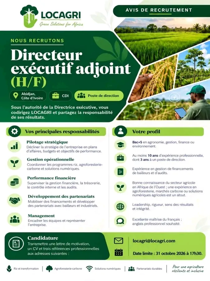 RECRUTEMENT DIRECTEUR EXECUTIF ADJOINT H/F