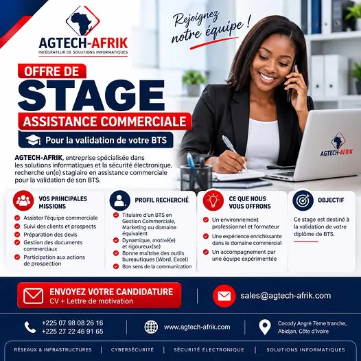 OFFRE DE STAGE – ASSISTANCE COMMERCIALE