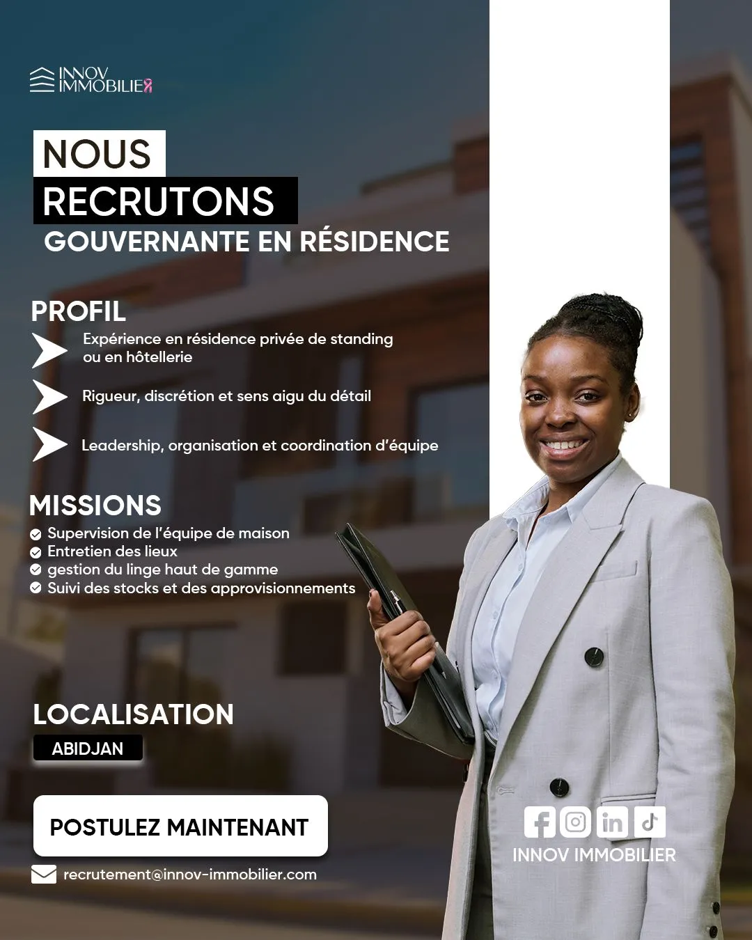 RECRUTEMENT GOUVERNANTE EN RESIDENCE
