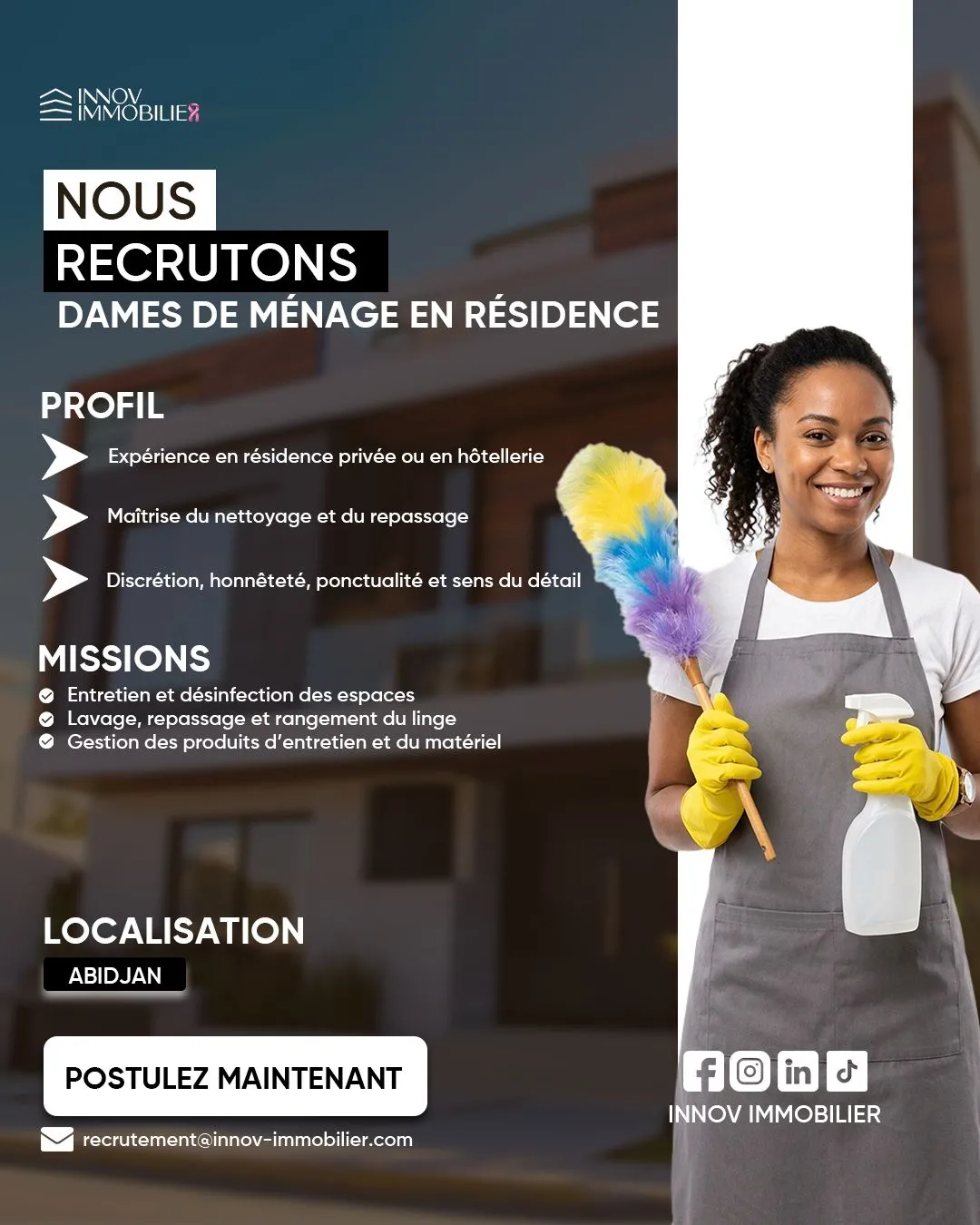 RECRUTEMENT DAMES DE MENAGE EN RESIDENCE