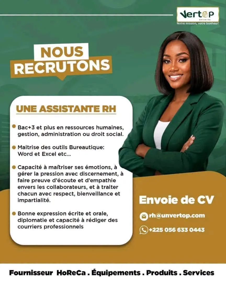 RECRUTEMENT D'UNE ASSISTANTE RH