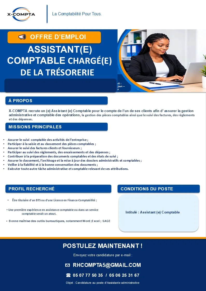 RECRUTEMENT ASSISTANT COMPTABLE (H/F)