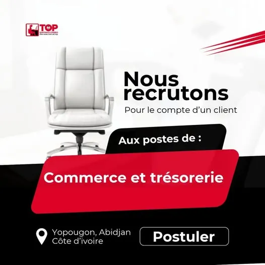 OFFRES D’EMPLOI ET DE STAGE COMMERCE ET TRÉSORERIE