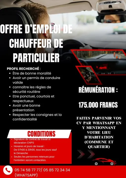 RECRUTEMENT DE CHAUFFEUR PARTICULIER