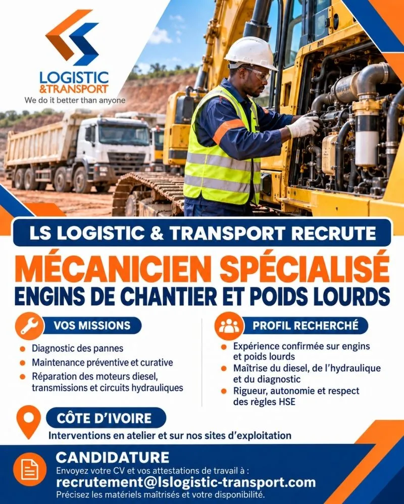 RECRUTEMENT MECANICIEN SPECIALISE ENGIN DE CHANTIER