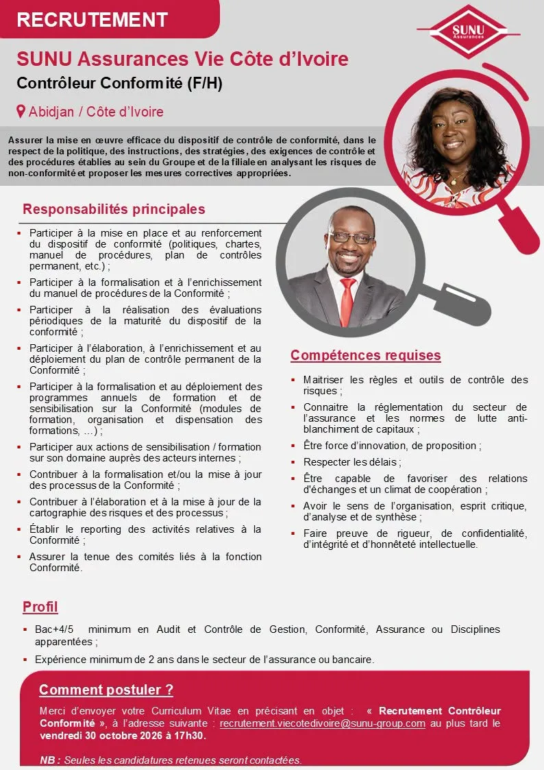RECRUTEMENT CONTROLEUR DE CONFIRMITE (H/F)