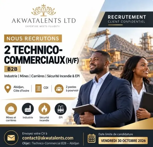 Offre d'emploi 𝐑𝐄𝐂𝐑𝐔𝐓𝐄𝐌𝐄𝐍𝐓 𝐔𝐑𝐆𝐄𝐍𝐓 | 𝟐 𝐓𝐄𝐂𝐇𝐍𝐈𝐂𝐎-𝐂𝐎𝐌𝐌𝐄𝐑𝐂𝐈𝐀𝐔𝐗 (𝐇/𝐅)