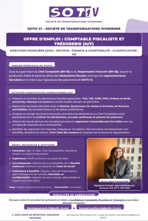 RECRUTEME NT COMPTABLE FISCALITE ET TRSORRERIE