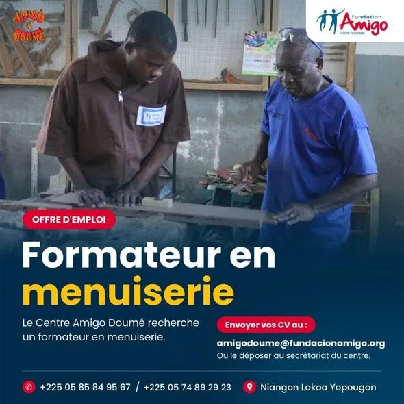 OFFRES D’EMPLOI UN FORMATEUR EN MENUISERIE