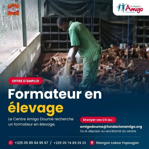 OFFRES D’EMPLOI UN FORMATEUR EN ELEVAGE