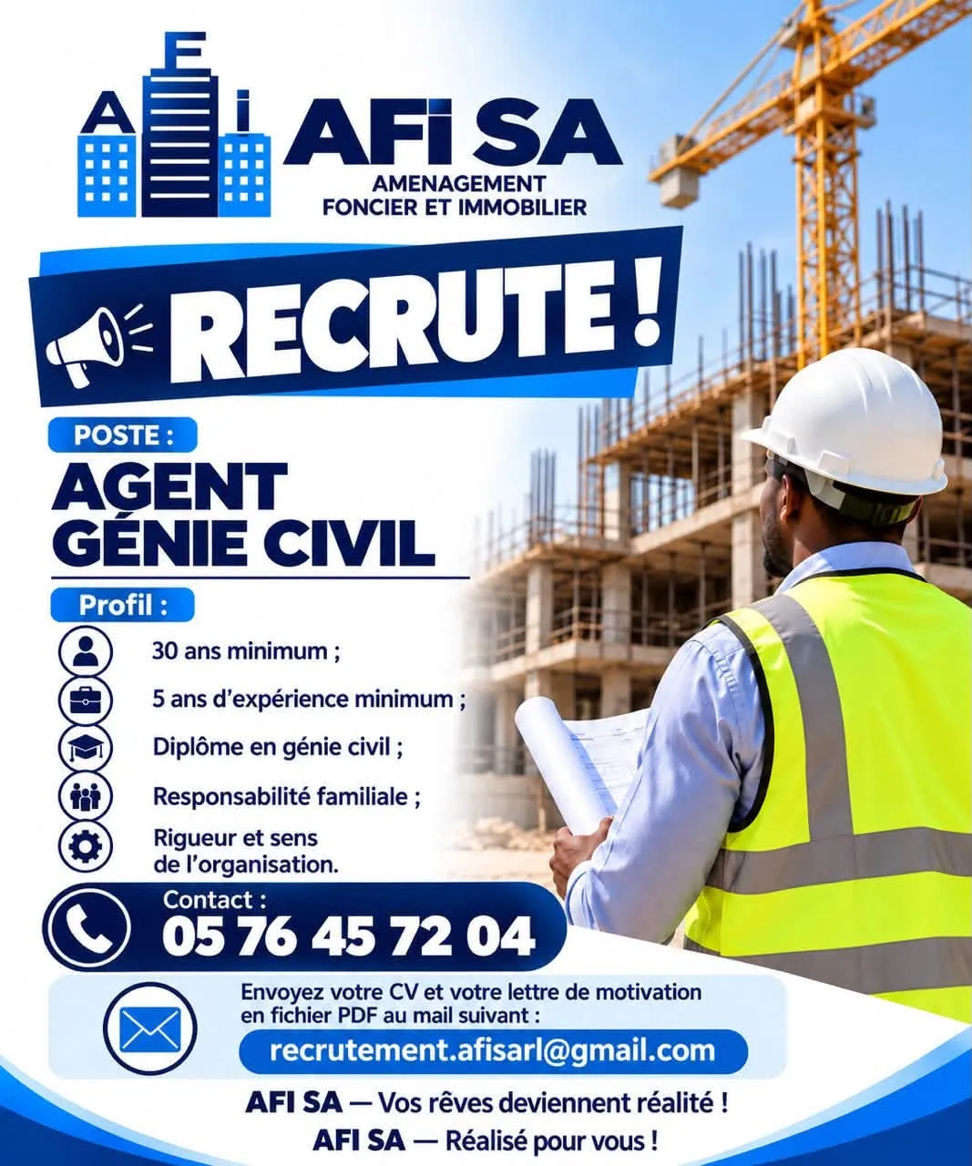 RECRUTEMENT AGENT EN GENI CIVIL
