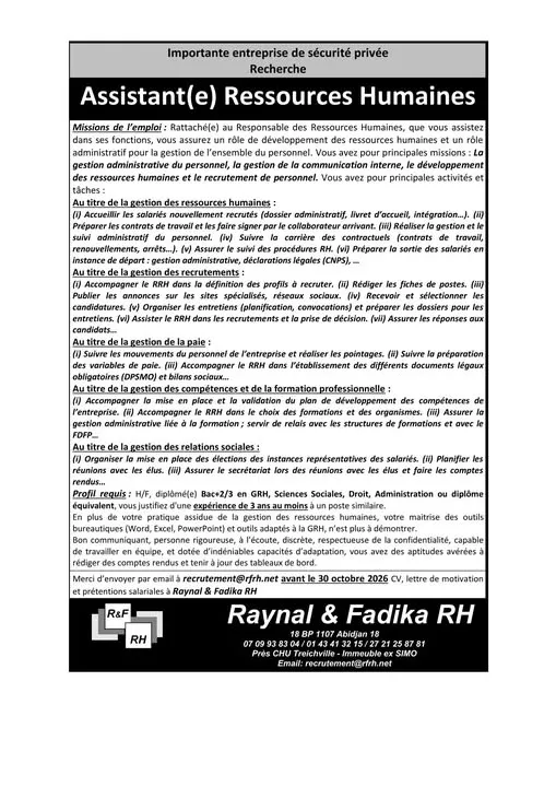 RECRUTEMENT ASSISTANT (RH) (H/F)