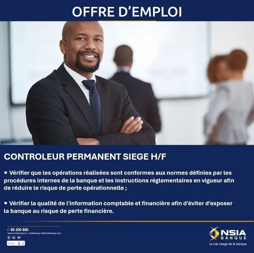 RECRUTEMENT CONTROLEUR PERMANENT SIEGE (H/F)