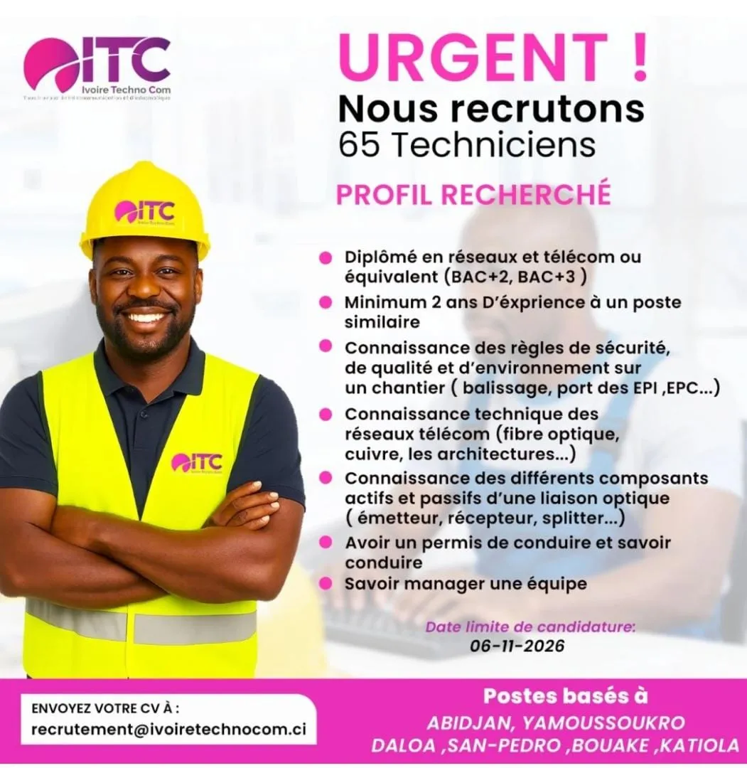 RECTUTEMENT DE PLUSIEURS POSTES TECHNICIEN