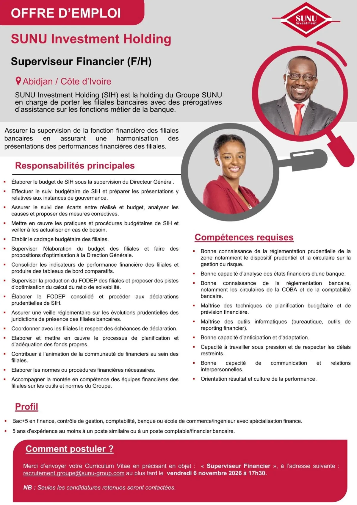 RECRUTEMENT SUPERVISEUR FINANCIER (H/F)