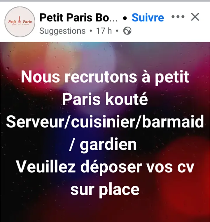 BOULANGERIE PETIT PARIS RECRUTE PLUSIEURS POSTES