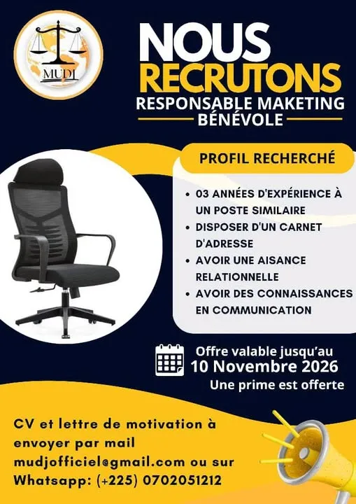 RECRUTEMENT RESPOSABLE MARKETING H/F